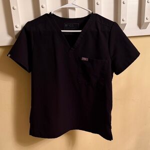 Figs Black V-Neck Scrub Top Small
